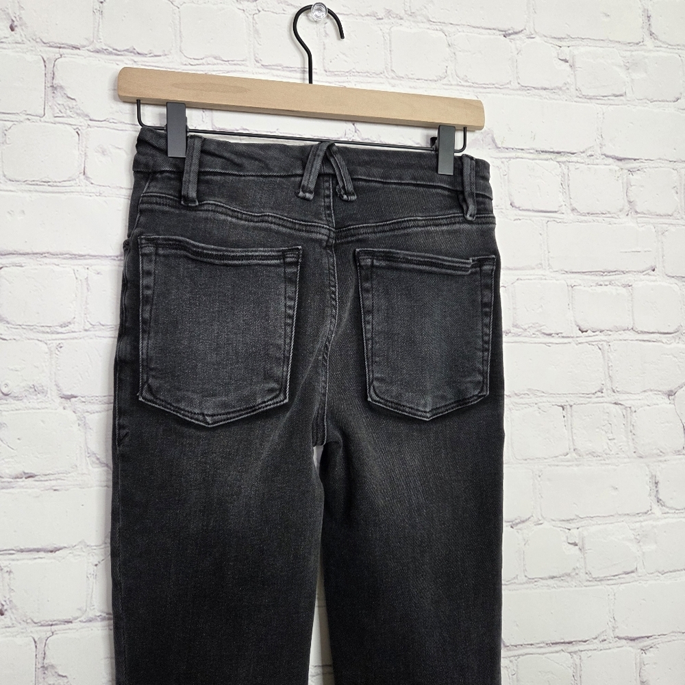 Good American Washed Out Black Distressed Hem Jeans - Picture 9 of 11